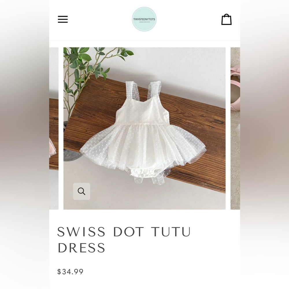 Tiny&Tots white Swiss dot tutu dress 6-9 months (NEVER WORN)